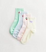 New Look 4 Pack Multicoloured Motif Ankle Socks